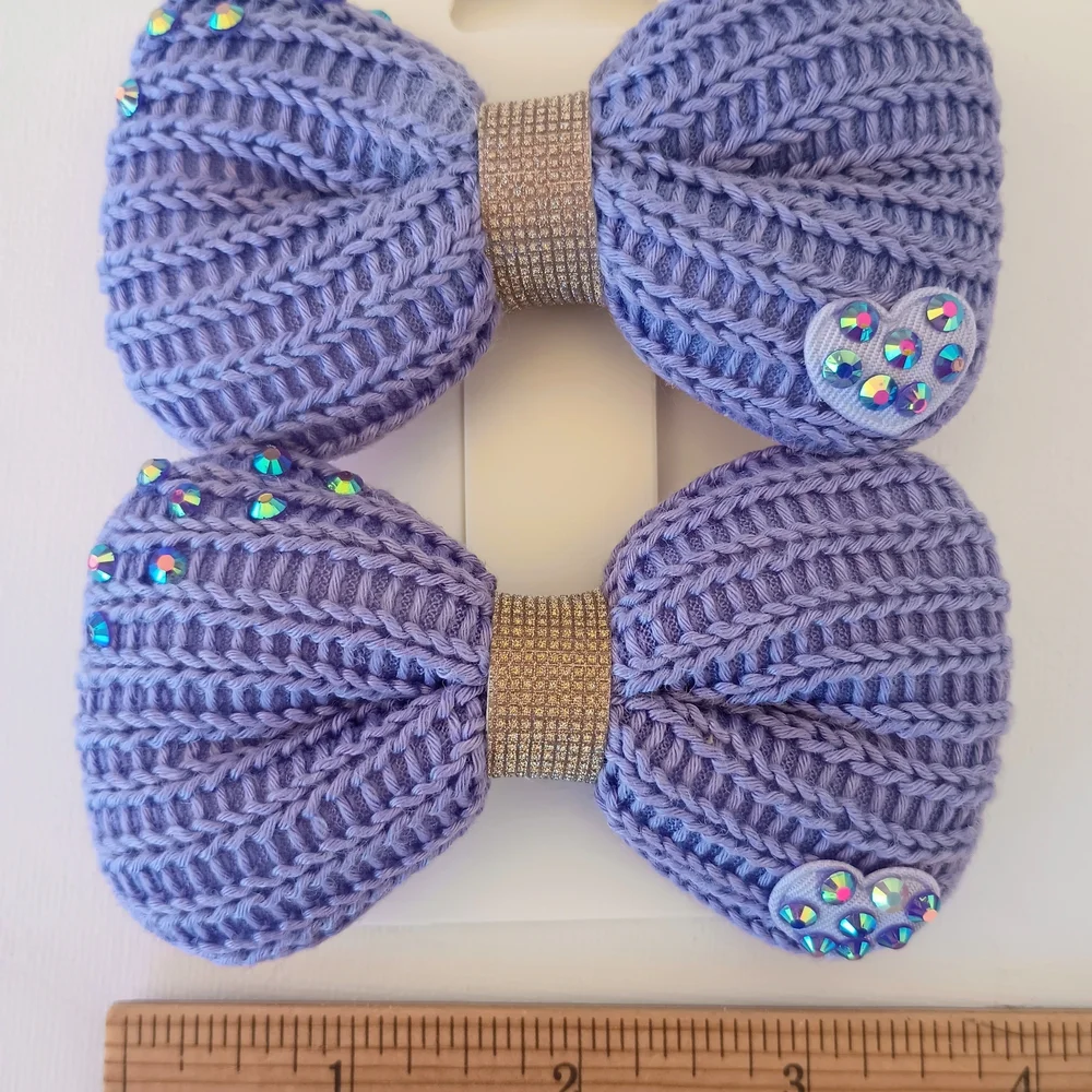 Adorable Lavander Crochet Hair Bow (Set Of 2)🎀✨
